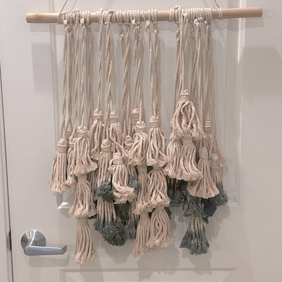 Handcrafted Cream and Blue Wall Hanging Decor - Picture 3 of 3